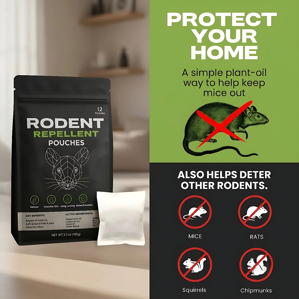 Rodent Repellent Pouches bag and pouch – also helps deter other rodents